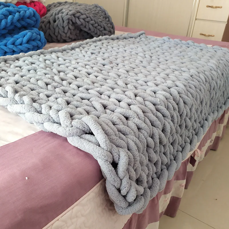 Handmade Thick Wool Knitted Blanket Coral Fleece Fabric Knitted Wool Blanket Sofa Cover Blanket Home Decoration
Handmade Thick Wool Knitted Blanket Coral Fleece Fabric Knitted Wool Blanket Sofa Cover Blanket Home Decoration