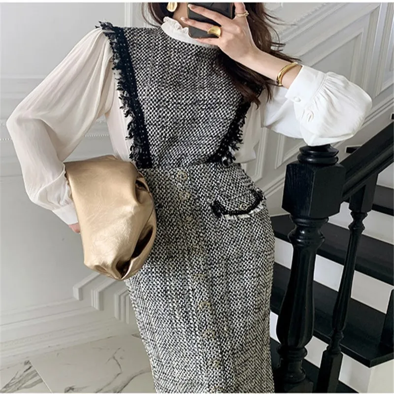 Chic Rough Ruffles Blouses+High Waist Single-breasted Ankle-length Skirts Elegant Fashion Termperament Daily Wear 2020 Fall
Chic Rough Ruffles Blouses+High Waist Single-breasted Ankle-length Skirts Elegant Fashion Termperament Daily Wear 2020 Fall