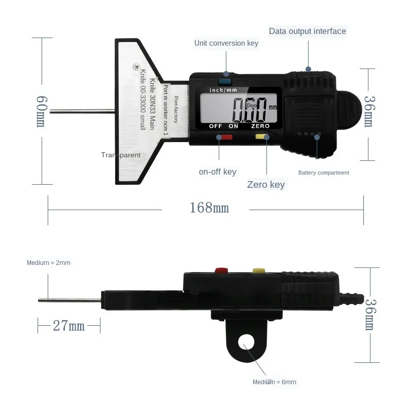 Светодиодный измеритель глубины протектора шин 0-25 4 мм 1 шт. | Инструменты