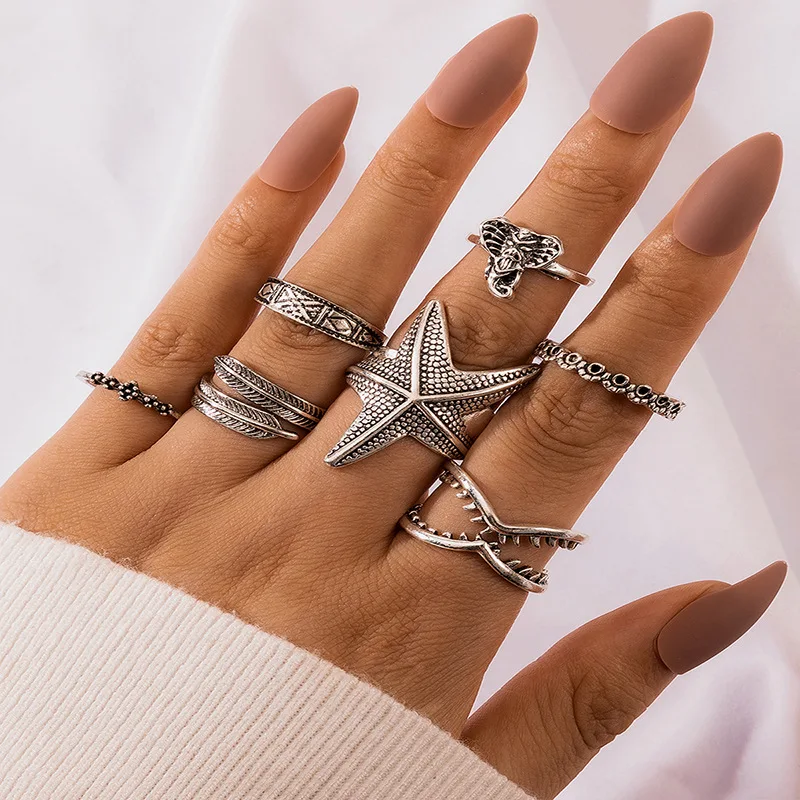 7Pcs/Set New Personality Style Silver Jewelry Stainless Steel Women's Rings Vintage European And The United States 2021
7Pcs/Set New Personality Style Silver Jewelry Stainless Steel Women's Rings Vintage European And The United States 2021