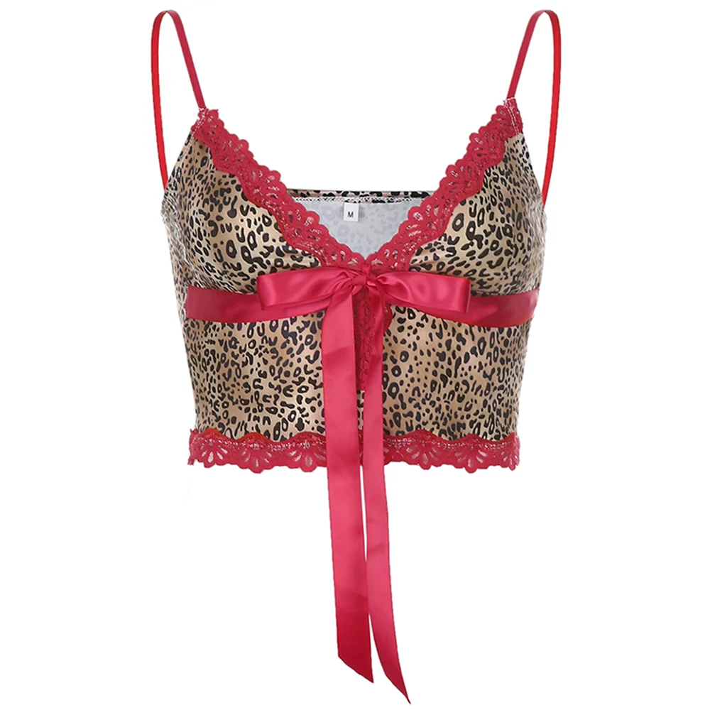 Y2k Crop Top Lace Leopard Spaghetti Strap Tank Tops Women Large Size Bow Cropped E Girl 90s Aesthetic Streetwear Sweet Cami Top 
Y2k Crop Top Lace Leopard Spaghetti Strap Tank Tops Women Large Size Bow Cropped E Girl 90s Aesthetic Streetwear Sweet Cami Top