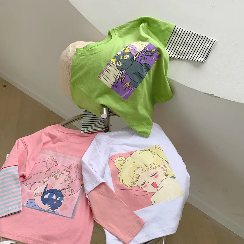 2020 Autumn New Children's Cotton T Shirt Kids Girls Casual Striped Patchwork T Shirts Korean Style Toddler Fake Two Pieces Tees
2020 Autumn New Children's Cotton T Shirt Kids Girls Casual Striped Patchwork T Shirts Korean Style Toddler Fake Two Pieces Tees