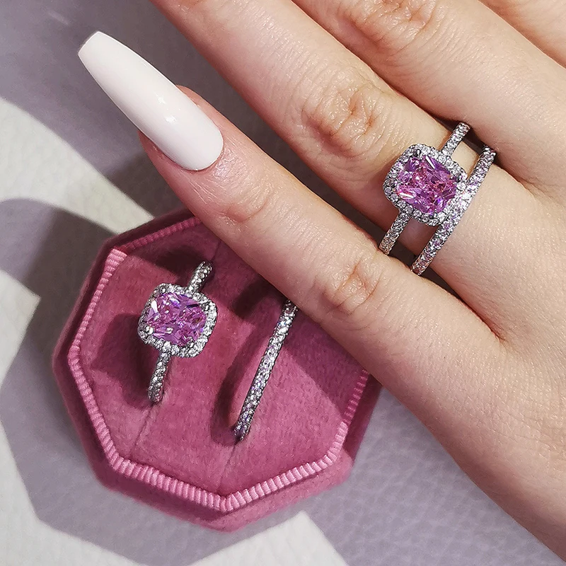 original 925 sterling silver wedding ring set for women bride engagement Jewelry Band eternity anniversary gift R4857-pink
original 925 sterling silver wedding ring set for women bride engagement Jewelry Band eternity anniversary gift R4857-pink