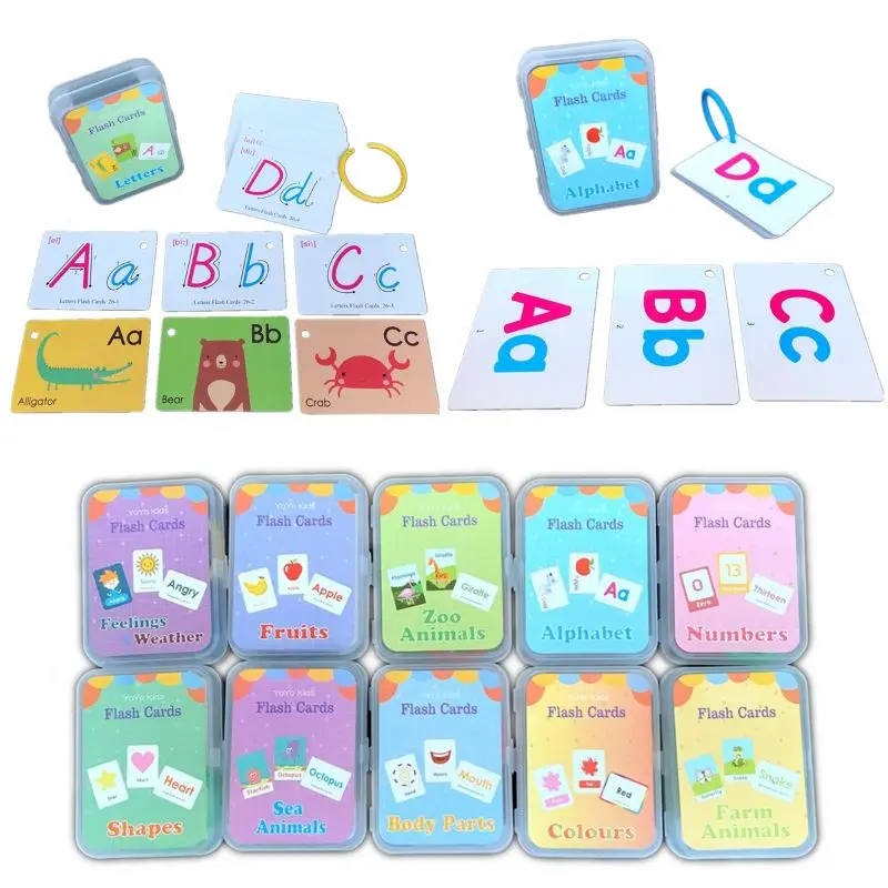 

Baby English Learning Word Card Pocket Flash Cards Preschool Montessori Educational Toys Letters Alphabet ABC Numbers