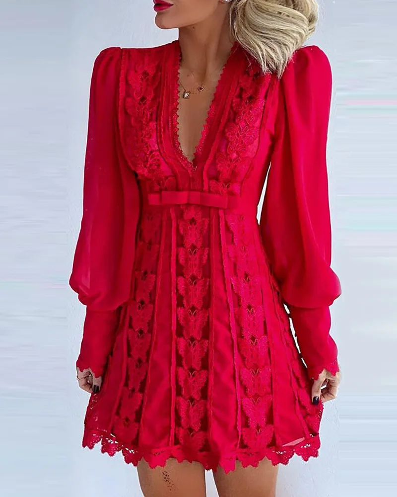 Autumn Women Dress New Deep-V Sexy Lace Irregular Waist Slim Mini Dress Party Bridesmaids Butterfly Pattern Printed Dress Ladies
Autumn Women Dress New Deep-V Sexy Lace Irregular Waist Slim Mini Dress Party Bridesmaids Butterfly Pattern Printed Dress Ladies