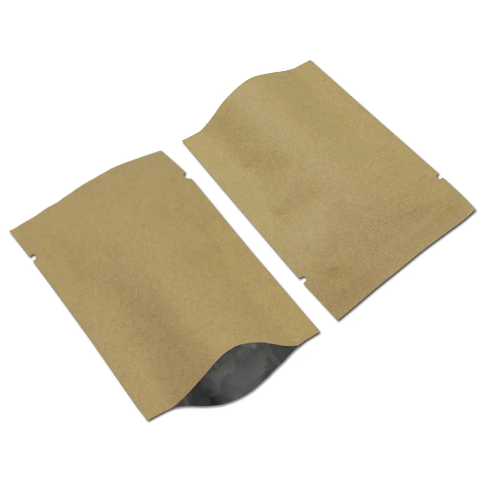 

50Pcs Big Sizes Open Top Kraft Paper Aluminum Foil Food Storage Packaging Bag Vacuum Sealing Mylar Nuts Crafts Packing Pouches
