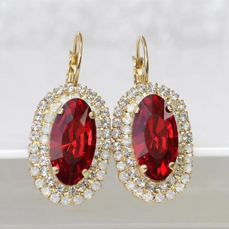 Luxury Fashion Women Earrings Oval Red Stone Drop Ear Stud Bridal Wedding Party Gift Anniversary Earrings For Women Jewelry
Luxury Fashion Women Earrings Oval Red Stone Drop Ear Stud Bridal Wedding Party Gift Anniversary Earrings For Women Jewelry