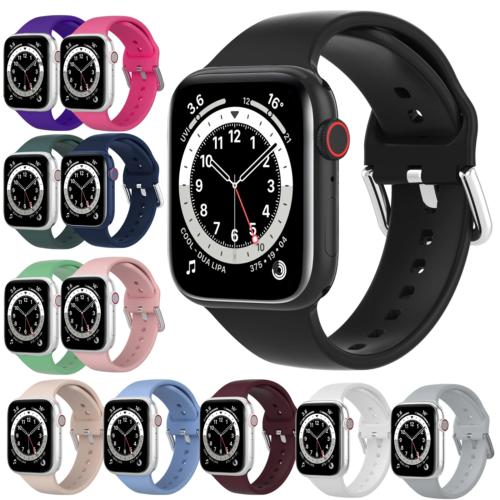 Silicone Strap for Apple Watch Band 45mm 41mm 44mm 42mm 40mm 38mm Fashion Replacement Watch Bracelet for iwatch 8 7 6 5 4 3 2 SE
Silicone Strap for Apple Watch Band 45mm 41mm 44mm 42mm 40mm 38mm Fashion Replacement Watch Bracelet for iwatch 8 7 6 5 4 3 2 SE