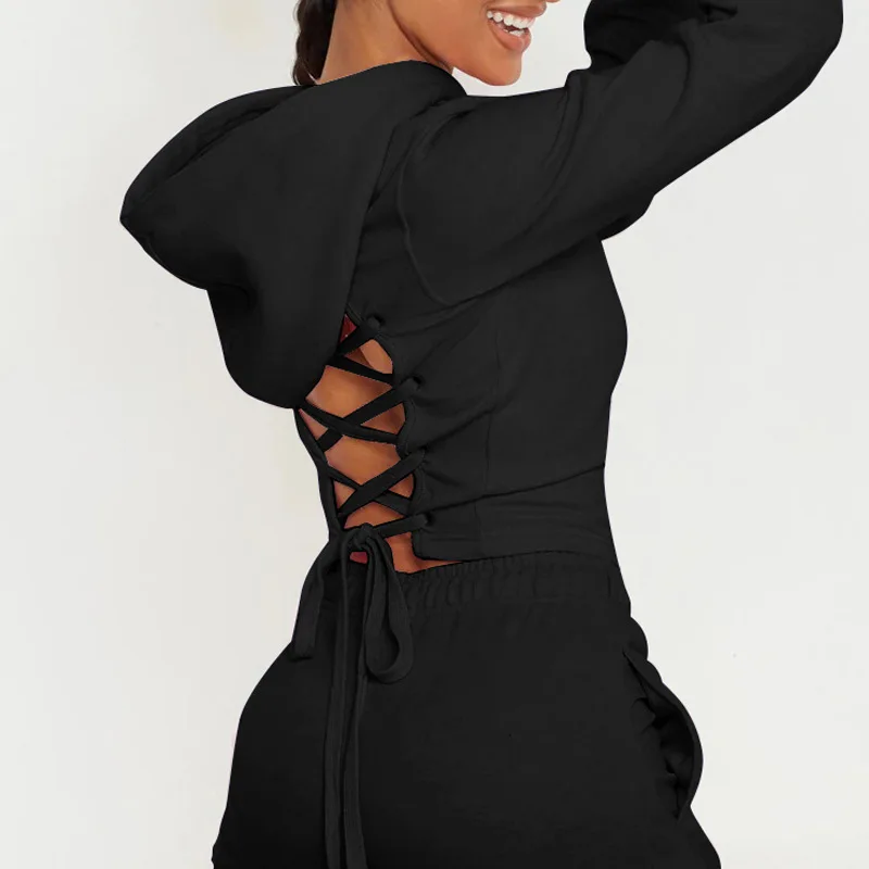 Autumn and Winter New Halter Hooded Sweatshirt Tops Women Loose Loose Pullover Sexy Short Hollow Lace Hoodie
Autumn and Winter New Halter Hooded Sweatshirt Tops Women Loose Loose Pullover Sexy Short Hollow Lace Hoodie