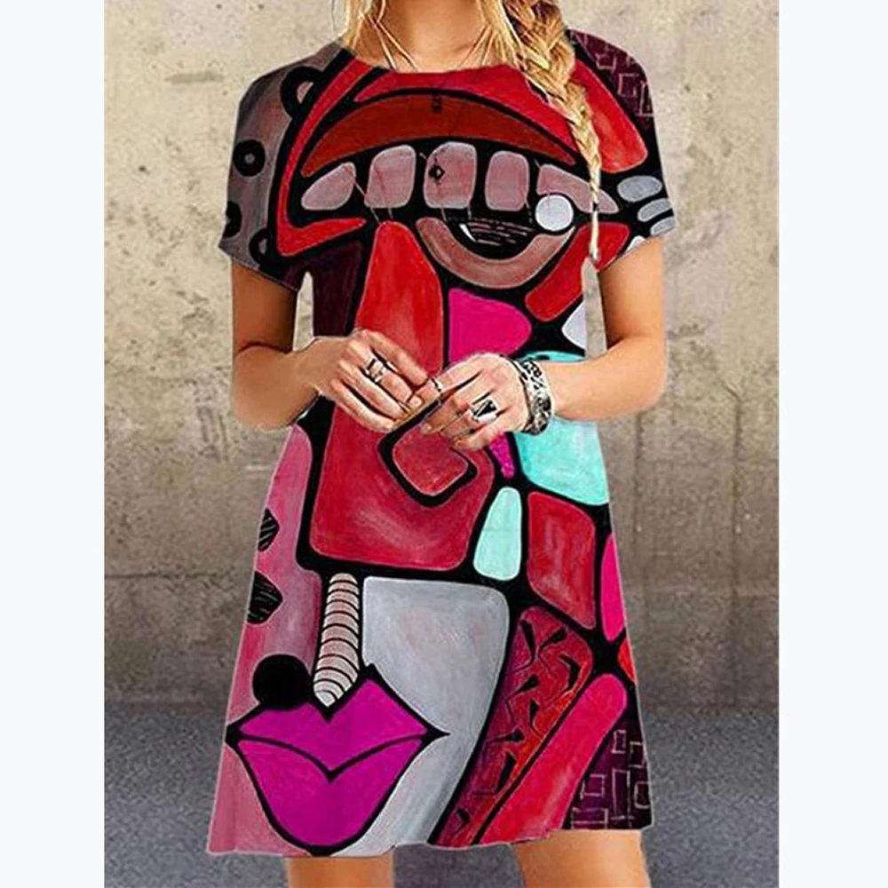 2020 European Fashion Women Dress New Design Abstract Face Print Women Casual Dresses Summer Beach Party Elegant Street Dress
2020 European Fashion Women Dress New Design Abstract Face Print Women Casual Dresses Summer Beach Party Elegant Street Dress