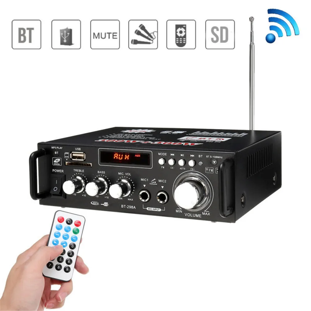600W Bluetooth Stereo Audio Amplifier Car Radio Sound Upgrade Home HiFi Music SD USB FM AMP 12V/220V Car Interior Accessories
600W Bluetooth Stereo Audio Amplifier Car Radio Sound Upgrade Home HiFi Music SD USB FM AMP 12V/220V Car Interior Accessories