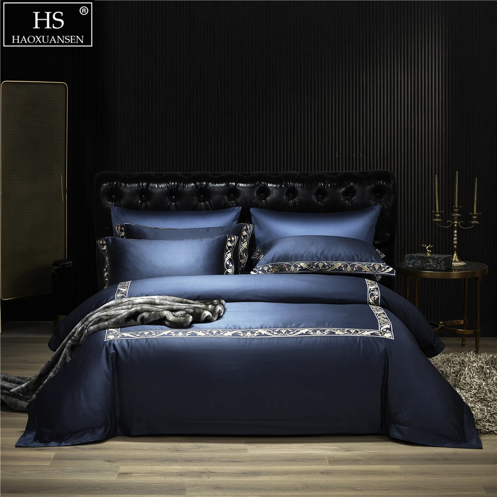 Sapphire Blue Delicate Embroidery Flowers Long Staple Cotton 4Pieces Bedding Set Queen King Size Duvet Cover Pillowcase Bedsheet
Sapphire Blue Delicate Embroidery Flowers Long Staple Cotton 4Pieces Bedding Set Queen King Size Duvet Cover Pillowcase Bedsheet