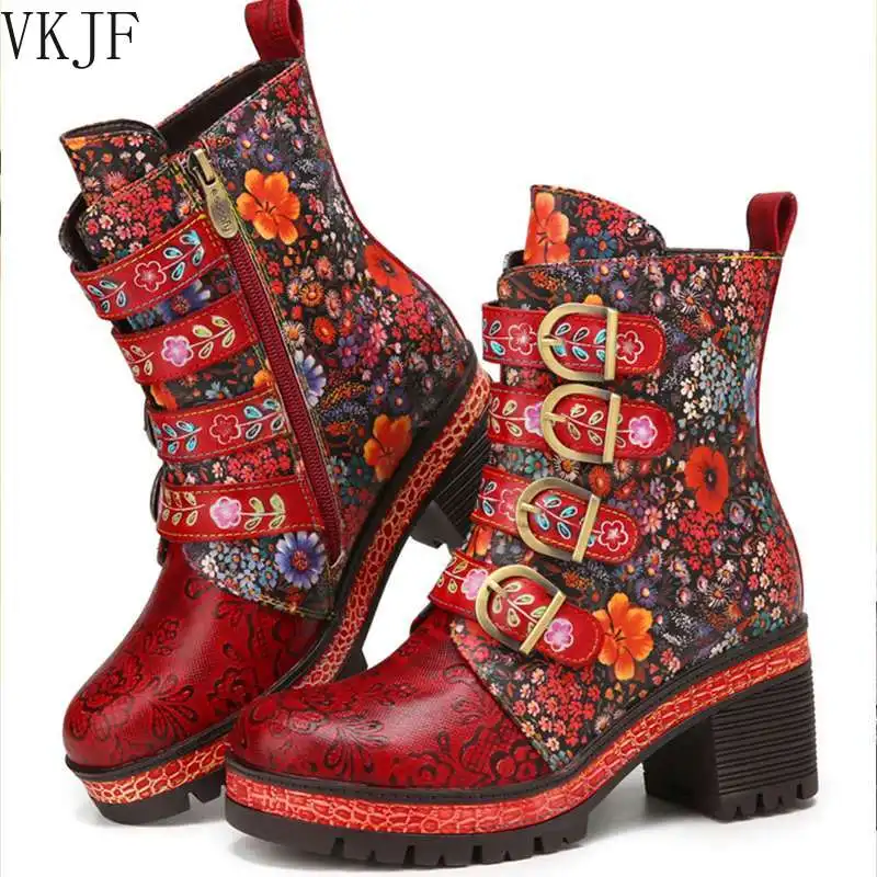 2021 new Women Boots Leather Retro Style Floral Metal Buckle Warm Flannel Platform Ankle Boots Shoes 2021 Winter
2021 new Women Boots Leather Retro Style Floral Metal Buckle Warm Flannel Platform Ankle Boots Shoes 2021 Winter