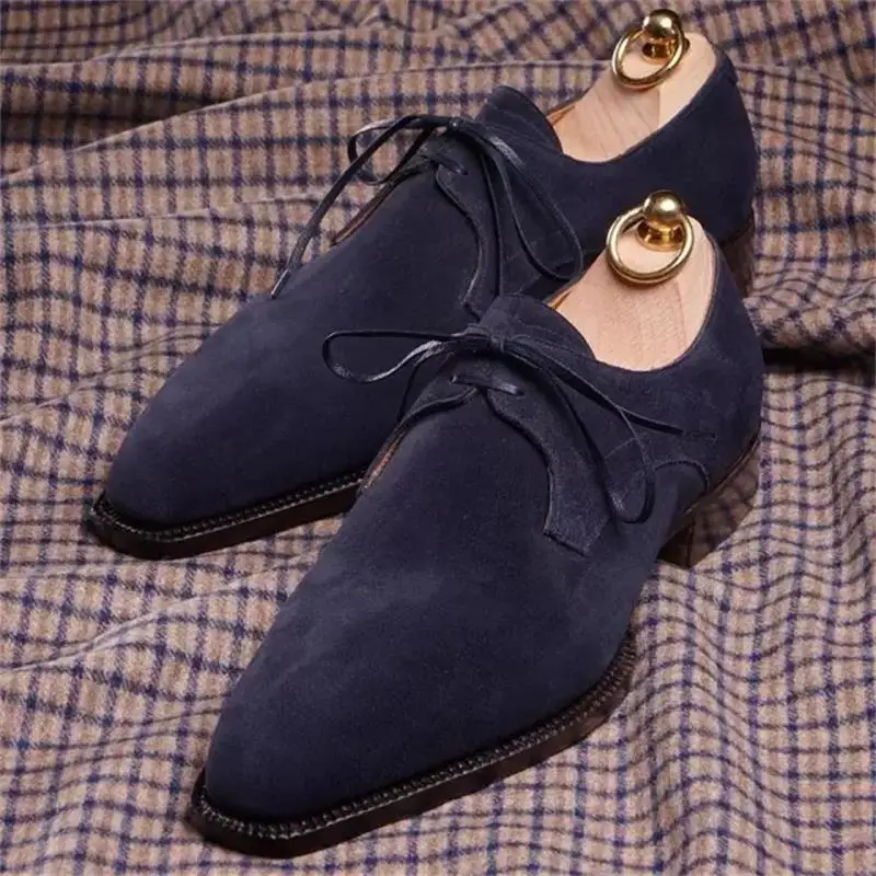 Men's High-quality Blue Suede Lace-up Pointed Toe Low-heel Simple Fashion Casual All-match Business Oxford Dress Shoes YX068
Men's High-quality Blue Suede Lace-up Pointed Toe Low-heel Simple Fashion Casual All-match Business Oxford Dress Shoes YX068
