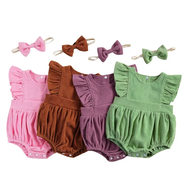 Solid Newborn Baby Girls 2-piece Outfit Set Fly Sleeve Bodysuit+Headband Set Casual Clothes
Solid Newborn Baby Girls 2-piece Outfit Set Fly Sleeve Bodysuit+Headband Set Casual Clothes