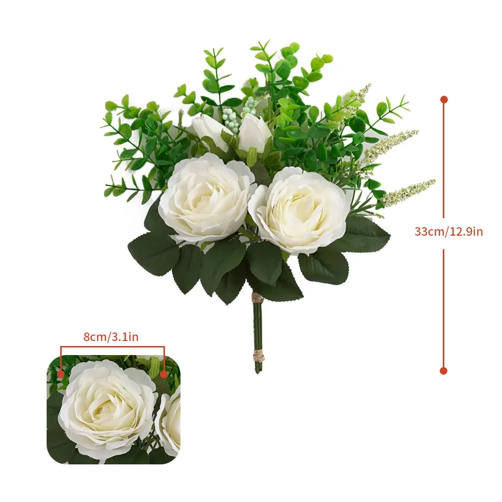 Bridal Wedding Bouquet Decorative Artificial Roses Bouquet Stem Eucalyptus Leaves Home Bridesmaid Wedding Ornaments Champagne
Bridal Wedding Bouquet Decorative Artificial Roses Bouquet Stem Eucalyptus Leaves Home Bridesmaid Wedding Ornaments Champagne