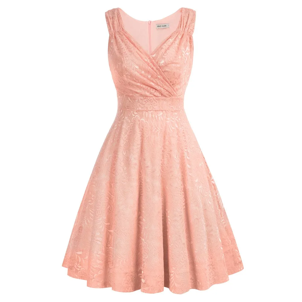 Vintage Womens Dresses Elegant Lace Dress Sleeveless Surplice V-Neck Defined Waist A-Line Dress Ladies Party Evening Fashion NEW
Vintage Womens Dresses Elegant Lace Dress Sleeveless Surplice V-Neck Defined Waist A-Line Dress Ladies Party Evening Fashion NEW