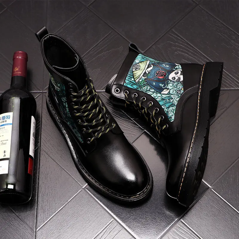 Men Boots Fashion Round Toe Botas Lace Up Genuine Leather Shoes Zapatos De Hombre Winter Mens Booties Floral Print Ankle Boots
Men Boots Fashion Round Toe Botas Lace Up Genuine Leather Shoes Zapatos De Hombre Winter Mens Booties Floral Print Ankle Boots