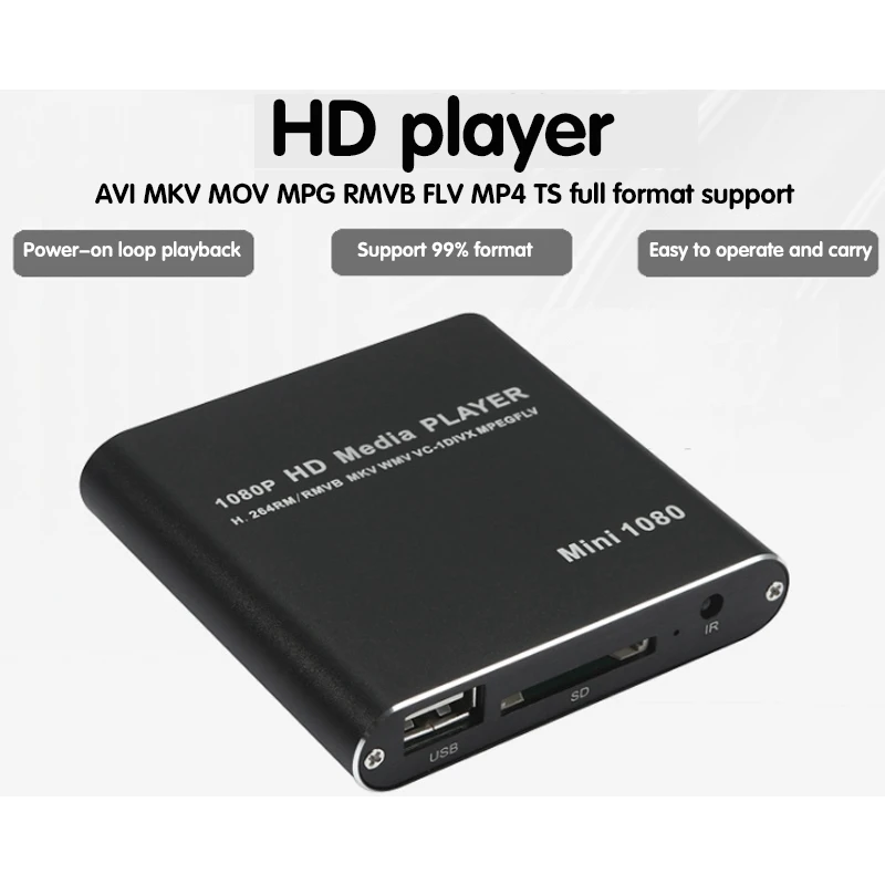 Медиаплеер 1080P Full HD медиаплеер USB жесткий диск SD/MMC проигрыватель карт (EU Plug) |