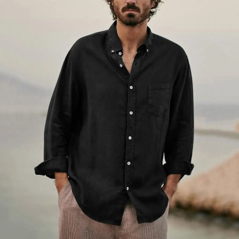 Men Blouse Fashion Button-Down Collar Single Breasted Solid Color Summer Cotton Linen Men Fashion Long Sleeve Men Cardigan Tops
Men Blouse Fashion Button-Down Collar Single Breasted Solid Color Summer Cotton Linen Men Fashion Long Sleeve Men Cardigan Tops