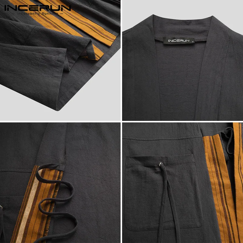 2021 Spring Men Patchwork Cardigan Shirts INCERUN Vintage 3/4 Sleeve Open Stitch Blouse Man Big Pockets Lace Up Kimono Tops 5XL
2021 Spring Men Patchwork Cardigan Shirts INCERUN Vintage 3/4 Sleeve Open Stitch Blouse Man Big Pockets Lace Up Kimono Tops 5XL