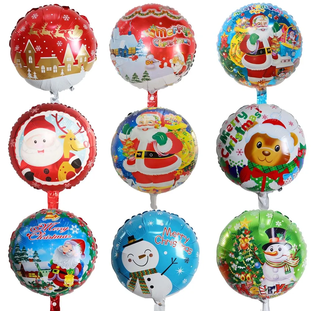 

10Pcs 18Inch Merry Christmas Helium Balloons Feliz Navidad Xmas Tree Ornament Snowman Santa Claus Party Decorations Baby Shower