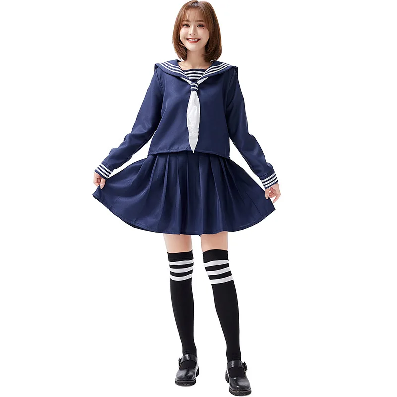 Japanese School Jk Uniform Skirt Sailor Suit College Wind Suit Female Students Uniforms Navy Blue Cosplay Costumes Send Socks
Japanese School Jk Uniform Skirt Sailor Suit College Wind Suit Female Students Uniforms Navy Blue Cosplay Costumes Send Socks