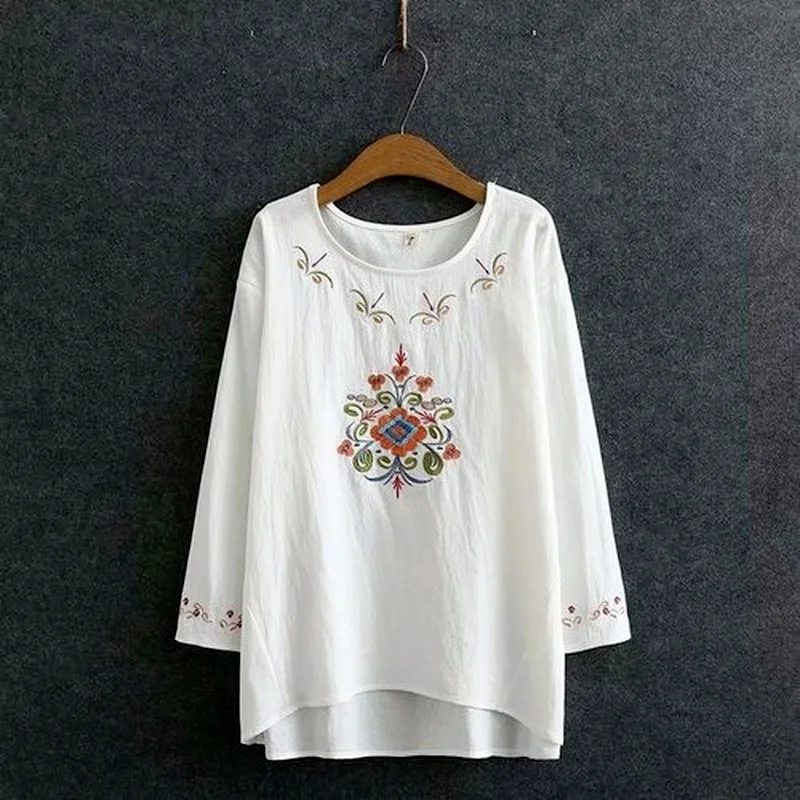 Plus Size Women's Floral Embroidery Long Blouse Full Cotton Vintage Oversized Muslimah Tops
Plus Size Women's Floral Embroidery Long Blouse Full Cotton Vintage Oversized Muslimah Tops