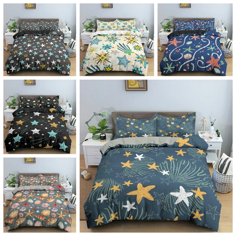 Starfish Patter Bedding Sets Soft Duvet Cover Bedclothes with Pillowcase Single/King/Queen Size for Kids Bedroom
Starfish Patter Bedding Sets Soft Duvet Cover Bedclothes with Pillowcase Single/King/Queen Size for Kids Bedroom