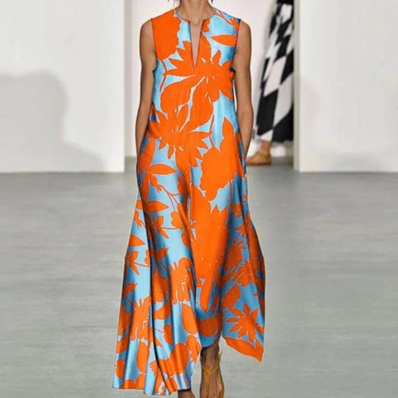 Elegant Print Bohemian Summer Dress Spring Spaghetti Strap Sleeveless Dress Office Lady V-Neck Ankle-Length Party Dress Vestidos
Elegant Print Bohemian Summer Dress Spring Spaghetti Strap Sleeveless Dress Office Lady V-Neck Ankle-Length Party Dress Vestidos