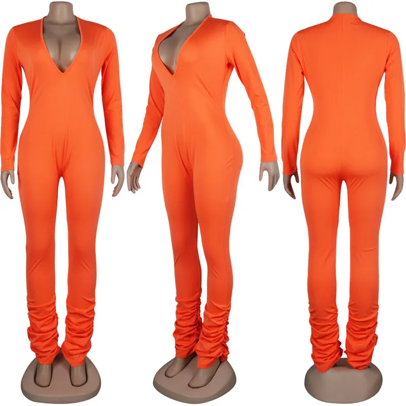 ANJAMANOR Sexy Deep V Neck Long Sleeve Jumpsuit Ruched Stacked Pants Suit Bodycon Club Party Outfit Neon Rompers D45-CF36
ANJAMANOR Sexy Deep V Neck Long Sleeve Jumpsuit Ruched Stacked Pants Suit Bodycon Club Party Outfit Neon Rompers D45-CF36