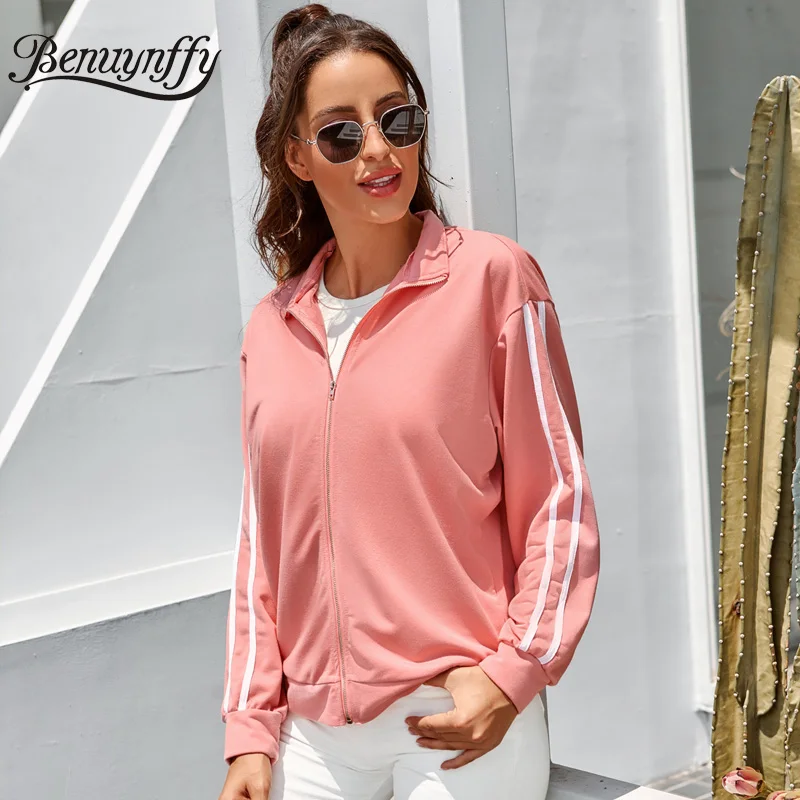 Benuynffy Turndown Collar Zip Up Sweatshirt Women Spring Autumn Side Stripe Long Sleeve Jacket Female Sporty Casual Sweatshirts
Benuynffy Turndown Collar Zip Up Sweatshirt Women Spring Autumn Side Stripe Long Sleeve Jacket Female Sporty Casual Sweatshirts