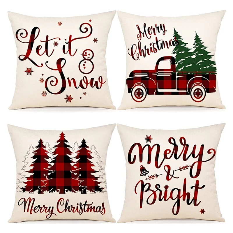 Christmas Pillow Covers 18X18 Set of 4 Farmhouse Christmas Decor Cushioncase Pillow Case for Home Sofa Couch
Christmas Pillow Covers 18X18 Set of 4 Farmhouse Christmas Decor Cushioncase Pillow Case for Home Sofa Couch