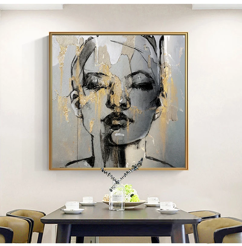 Abstract Figure Canvas Painting Golden Girl Face Fashion Wall Art for Living Room Square Wall Picture for Home Decor no Frame
Abstract Figure Canvas Painting Golden Girl Face Fashion Wall Art for Living Room Square Wall Picture for Home Decor no Frame