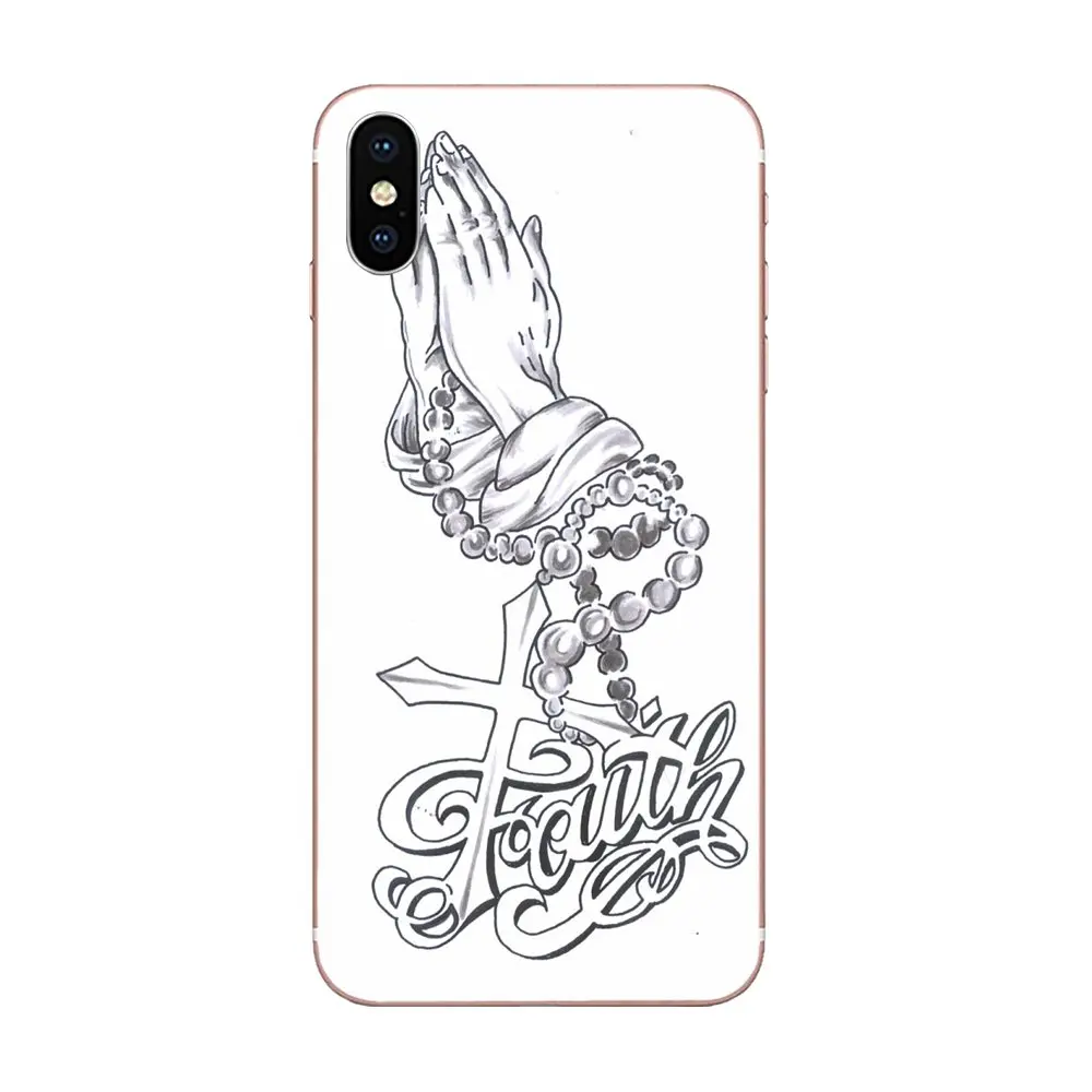 Руки молящегося Молитвенные Четки Крест для Apple IPhone X XS Max XR 4 4S 5 5C 5S SE 6 6S 7 8 плюс