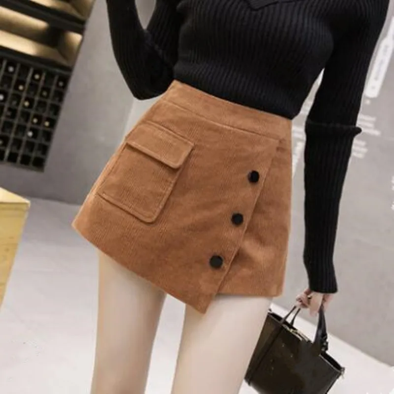 Women Autumn Shorts Skirts High Waist Camel Black Casual Shorts Slim Vintage Elegant Corduroy Shorts Skirts J283 
Women Autumn Shorts Skirts High Waist Camel Black Casual Shorts Slim Vintage Elegant Corduroy Shorts Skirts J283