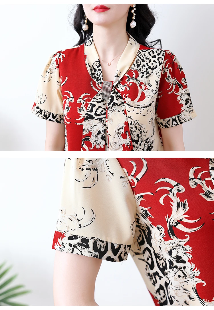 Women's Blouses Fashion Tops Casual Shirts Printed Blusas V-neck Chiffon Short Sleeve Korean New Summer
Women's Blouses Fashion Tops Casual Shirts Printed Blusas V-neck Chiffon Short Sleeve Korean New Summer