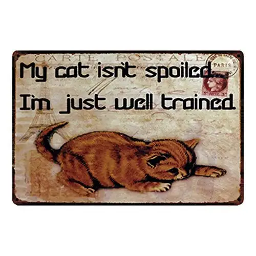 My Cat Isn't Spoiled I'm Just Well Trained Love Cats Tin Sign Metal Sign Tin Poster Wall Sign Home Decor Bar Wall Art Painting
My Cat Isn't Spoiled I'm Just Well Trained Love Cats Tin Sign Metal Sign Tin Poster Wall Sign Home Decor Bar Wall Art Painting