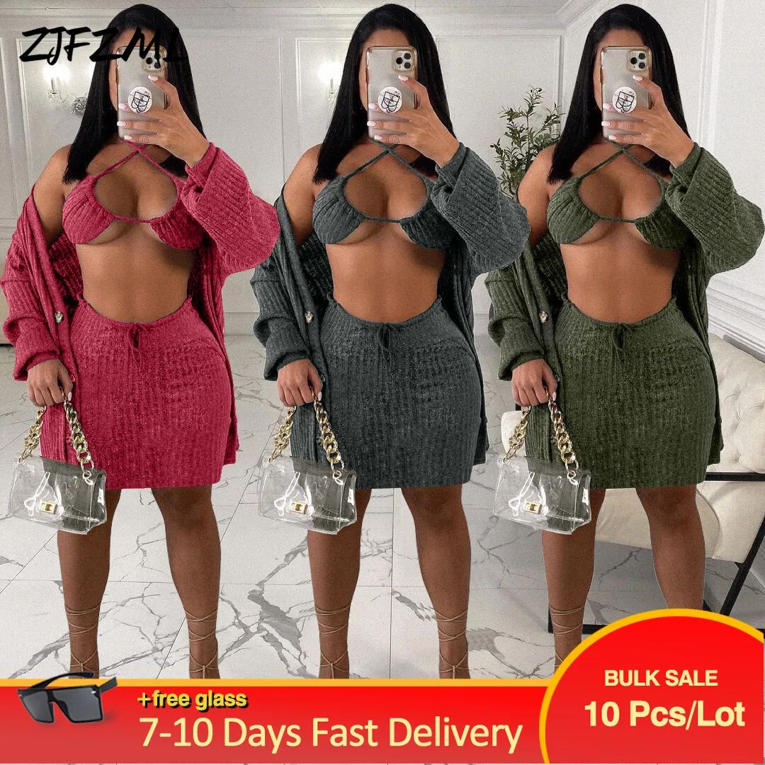 Wholesale Bulk Items Lots Women Knitted Suits Autumn Winter Cleavage Bra Top+full Sleeve Open Stitch+skinny Short Skirt Casual
Wholesale Bulk Items Lots Women Knitted Suits Autumn Winter Cleavage Bra Top+full Sleeve Open Stitch+skinny Short Skirt Casual