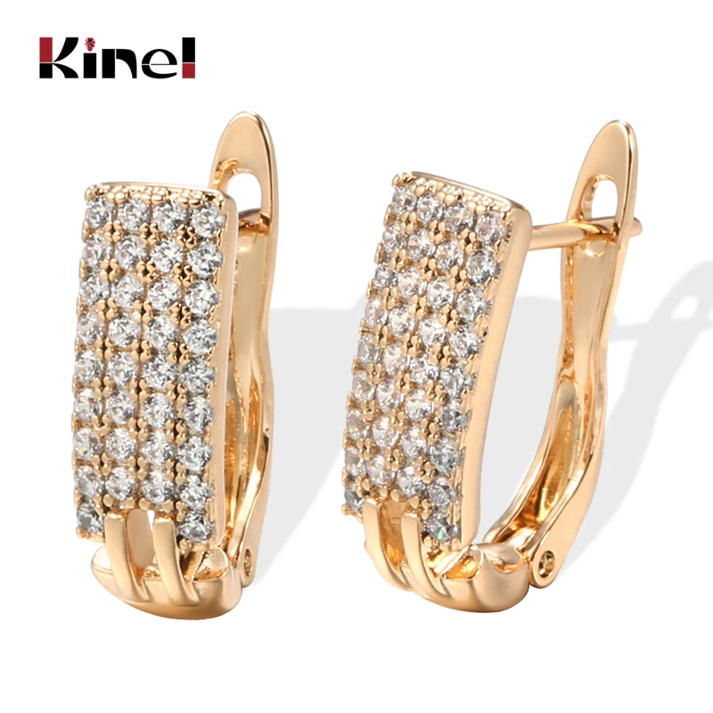 Kinel Luxury Women 585 Rose Gold Stud Earrings Four Row Micro-wax Inlay Natural Zircon Earrings Bride Wedding Fine Jewelry
Kinel Luxury Women 585 Rose Gold Stud Earrings Four Row Micro-wax Inlay Natural Zircon Earrings Bride Wedding Fine Jewelry