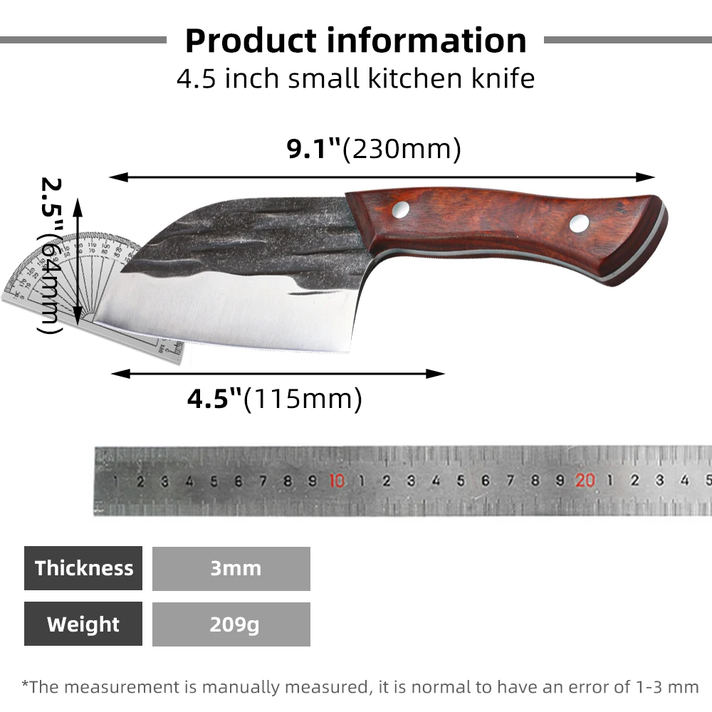High Carbon Steel Forged Knife Kitchen 4.5Inch Stainless Steel Small Butcher Knife Cleaver Chef Slicer Cutter Knife Cooking Tool
High Carbon Steel Forged Knife Kitchen 4.5Inch Stainless Steel Small Butcher Knife Cleaver Chef Slicer Cutter Knife Cooking Tool