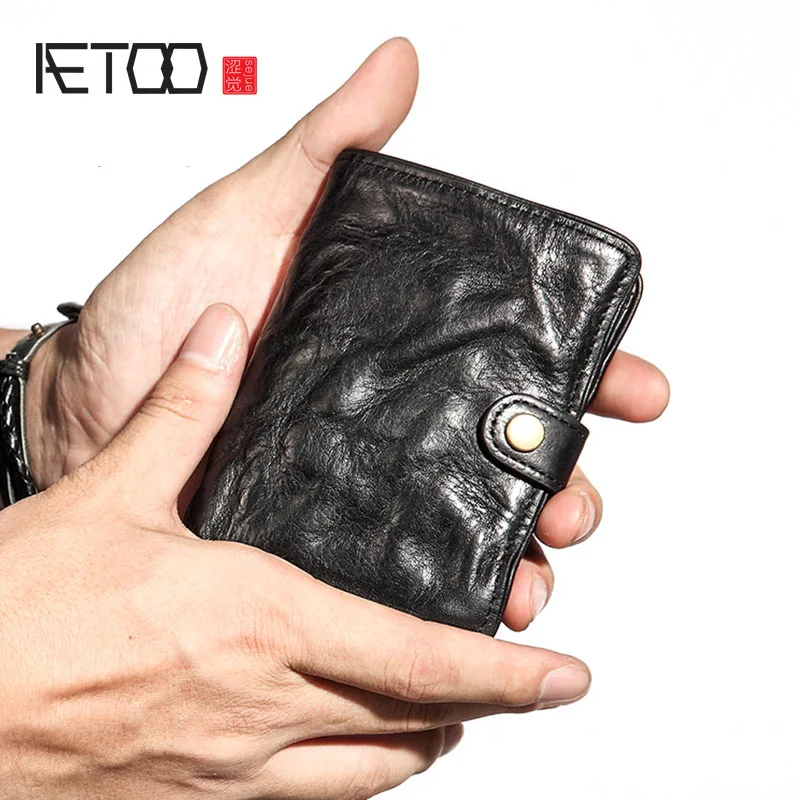 AETOO Men's wallet men's short leather wallet buckle buckle fashion wallet vintage male youth thin soft retro wallet vertical
AETOO Men's wallet men's short leather wallet buckle buckle fashion wallet vintage male youth thin soft retro wallet vertical