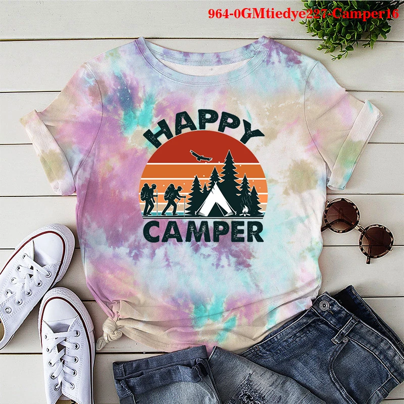Happy Camper Letter Print Clohtes Tie Dye T-shirt Funny Graphic Tees Harajuku Tee Shirt Short Sleeve T-shirts Vintage T Shirt
Happy Camper Letter Print Clohtes Tie Dye T-shirt Funny Graphic Tees Harajuku Tee Shirt Short Sleeve T-shirts Vintage T Shirt
