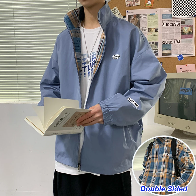 2021 New Coat Spring Autumn Casual Stand Jacket Men Korean Reversible Plaid Fashion All Match Loose Fit Jackets Men Women
2021 New Coat Spring Autumn Casual Stand Jacket Men Korean Reversible Plaid Fashion All Match Loose Fit Jackets Men Women