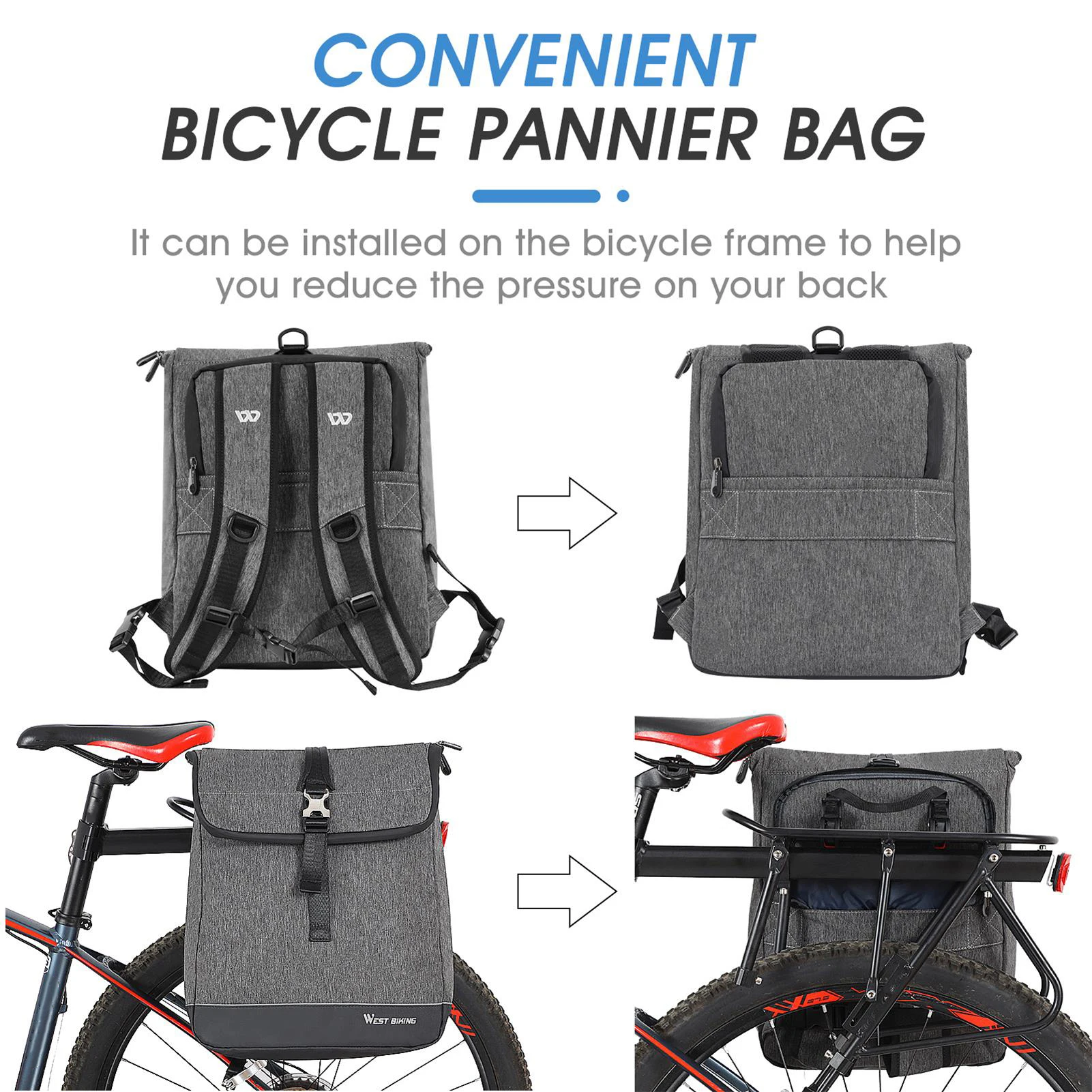 3 in 1 Bicycle Bag Multifunctional Bike Rear Seat Trunk Bag Large Shoulder Bag Laptop Backpack Cycling Rear Panniers Bag
3 in 1 Bicycle Bag Multifunctional Bike Rear Seat Trunk Bag Large Shoulder Bag Laptop Backpack Cycling Rear Panniers Bag