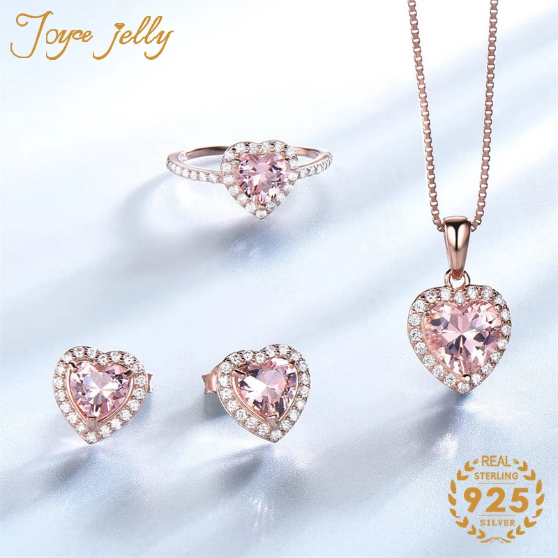JoyceJelly Women 925 Sterling Silver Jewelry Set Fashion Style Heart Design Pink Gemstone Earrings Ring Necklace Hot Selling 202
JoyceJelly Women 925 Sterling Silver Jewelry Set Fashion Style Heart Design Pink Gemstone Earrings Ring Necklace Hot Selling 202