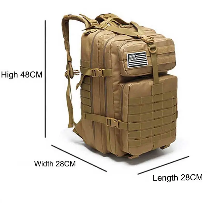 50L Capacity Military Tactical Backpack Men Army Backpack Waterproof Outdoor Sport Hiking Camping Hunting 3D Rucksack Bag
50L Capacity Military Tactical Backpack Men Army Backpack Waterproof Outdoor Sport Hiking Camping Hunting 3D Rucksack Bag