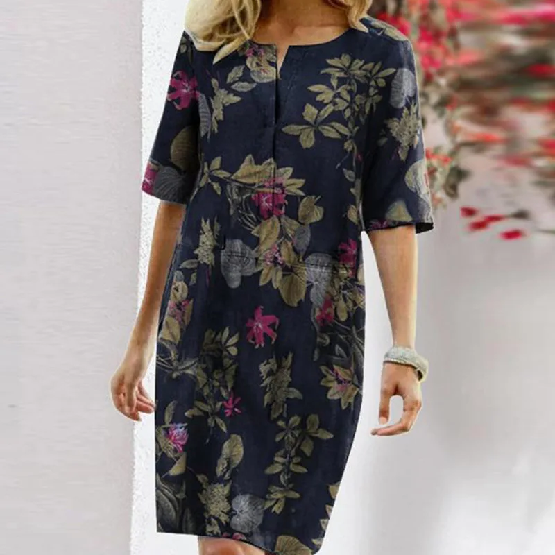 European Style Women Summer Casual Loose Print Short Sleeve Dress Fashion Vintage O-neck Office Lady A-line Dress Plus Size 4xl
European Style Women Summer Casual Loose Print Short Sleeve Dress Fashion Vintage O-neck Office Lady A-line Dress Plus Size 4xl