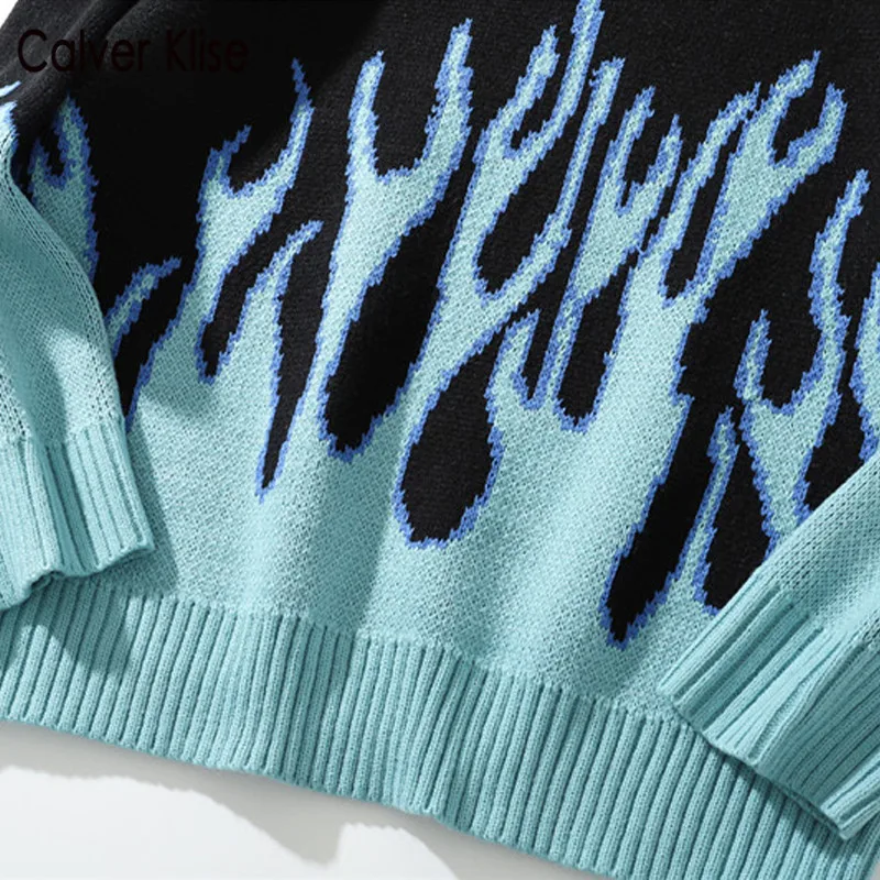 Calver Klise Fire Flame Knitted Sweater Jumpers Hip Hop Streetwear 2020 Harajuku Loose Knitwear Tops Men Fashion Casual Pullover
Calver Klise Fire Flame Knitted Sweater Jumpers Hip Hop Streetwear 2020 Harajuku Loose Knitwear Tops Men Fashion Casual Pullover