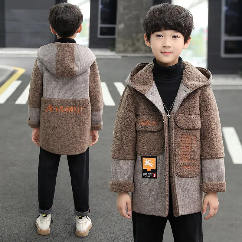 Winter Woolen Jacket For Boy New 2021 Korean Version Plus Velvet Thickening Fashion Slim Coat Hooded Casual Children's Clothing
Winter Woolen Jacket For Boy New 2021 Korean Version Plus Velvet Thickening Fashion Slim Coat Hooded Casual Children's Clothing
